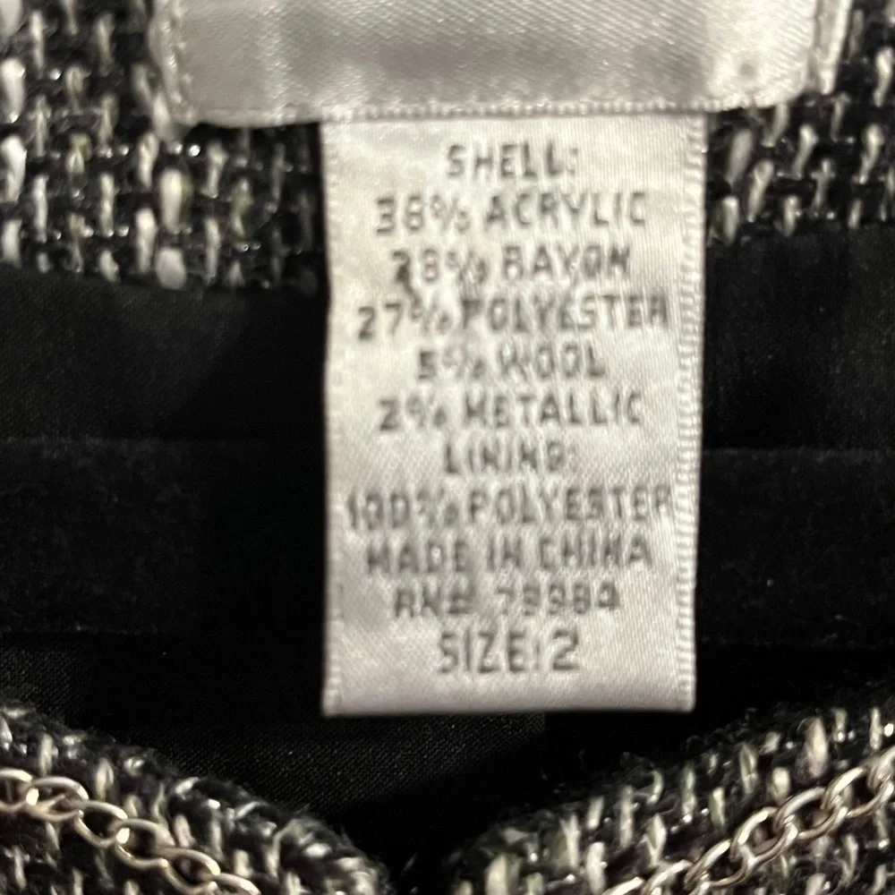 Chicos Jewel Tweed Jacket 12 Black Classic Resort Preppy Old‎ Money Luxury Chic